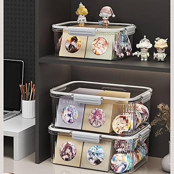 Amazon｜缶バッジ 収納 ボックス 収納 大容量 蓋付き アクリル製